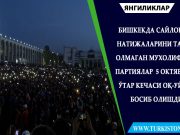 Бишкекда сайлов натижаларини тан олмаган мухолифат партиялар митинги бошланди