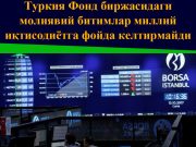 Туркия Фонд биржасидаги молиявий битимлар миллий иқтисодиётга фойда келтирмайди