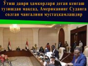 Ўтиш даври ҳамкорлари деган кенгаш тузишдан мақсад, Американинг Суданга солган чангалини мустаҳкамлашдир