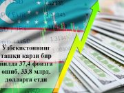 Ўзбекистоннинг ташқи қарзи бир йилда 37,4 фоизга ошиб, 33,8 млрд. долларга етди