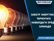 Электр энергтика тармоғига навбатдаги кредит олинади