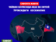 Тайван борасида АҚШ ва Хитой ўртасидаги кескинлик