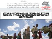 Роҳинга мусулмонлари Халифалик йўқ бир замонда мусибат кетидан мусибатга дучор бўлмоқдалар